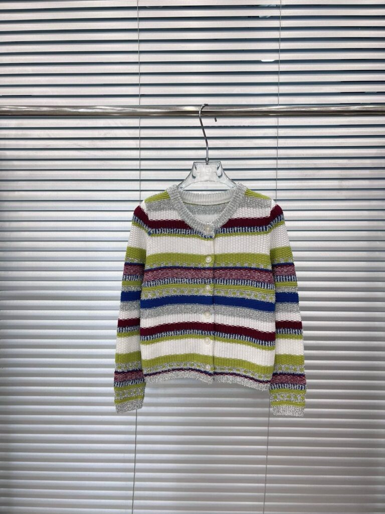 Chanel Striped Metallic Knit Cardigan Multi Color - Image 2