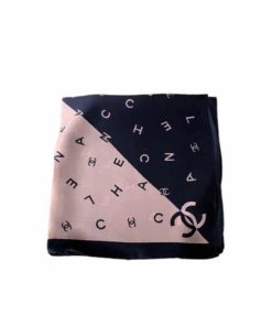 Chanel Multi Letters Square Silk Scarf Pink Blue