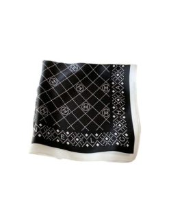 Chanel Square Scarf Silk Twill Black