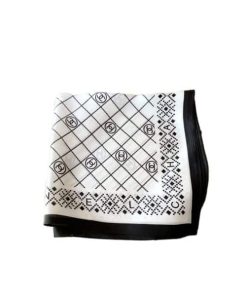 Chanel Square Scarf Silk Twill White