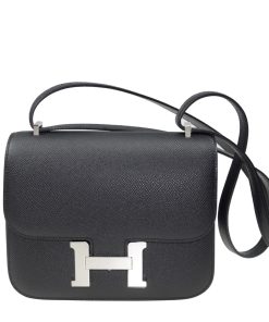 Hermes Constance Epsom Ck89 Black Silver Hardware 18Cm
