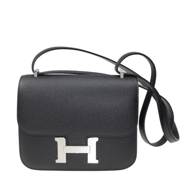 Hermes Constance Epsom Ck89 Black Silver Hardware 18Cm