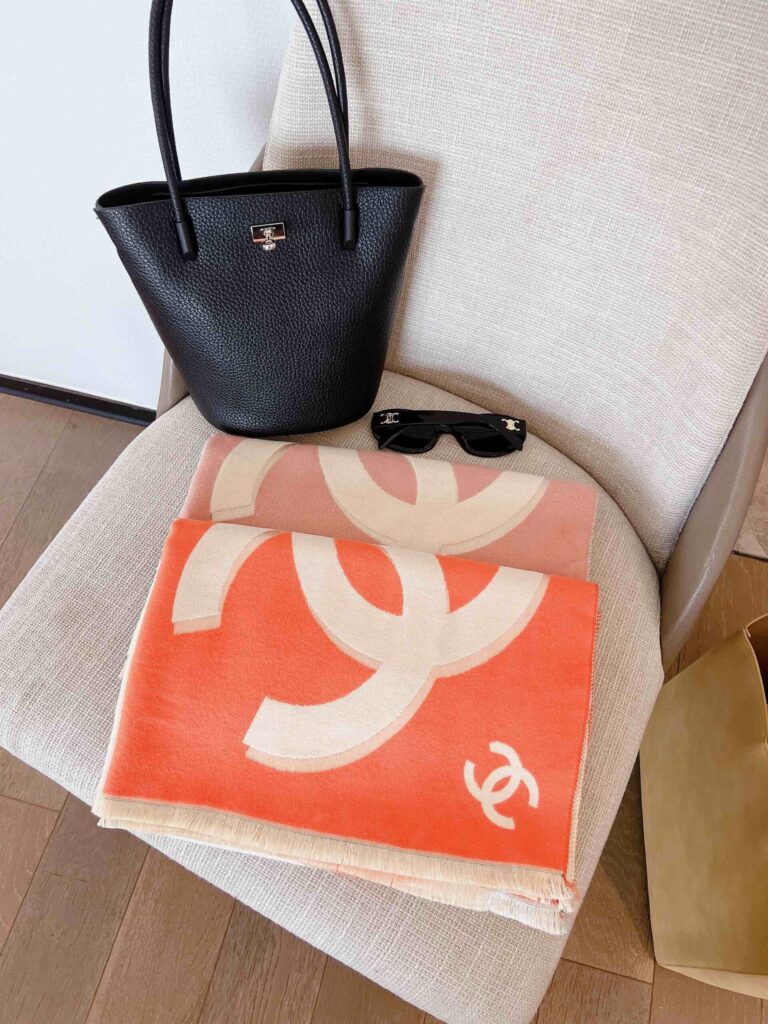 Chanel Cc Logo Scarf Orange - Image 6