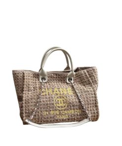 Chanel Deauville Large Tote Shopping Bag Beige 38Cm