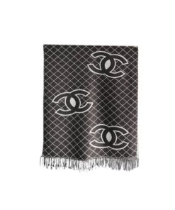 Chanel Cashmere Shearling Scarf Black