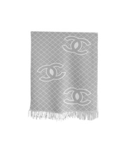 Chanel Cashmere Shearling Scarf Grey