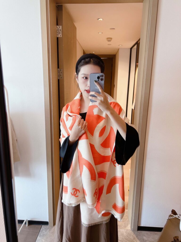 Chanel Cc Logo Scarf Orange - Image 2