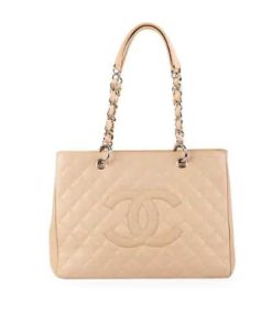 Chanel Grand Shopping Tote Bag Beige Caviar 34Cm