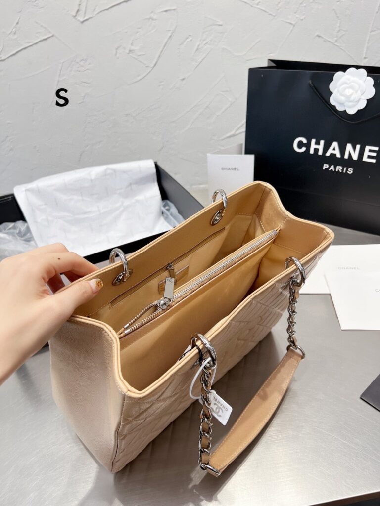 Chanel Grand Shopping Tote Bag Beige Caviar 34Cm - Image 2