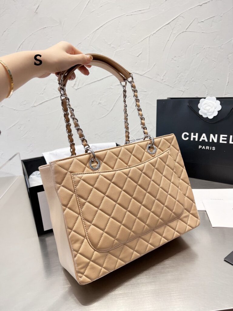 Chanel Grand Shopping Tote Bag Beige Caviar 34Cm - Image 6