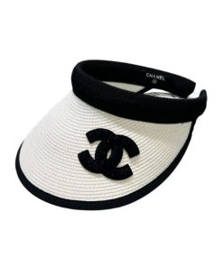 Chanel Straw Cc Visor Hat White