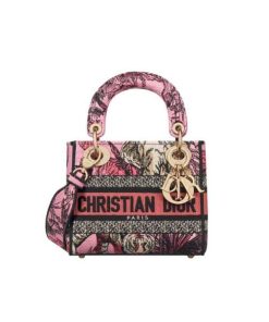 Dior Medium Lady D Lite Bag Pink Multicolor Toile De Jouy Voyage Embroidery 24Cm M0565Oeupm45E