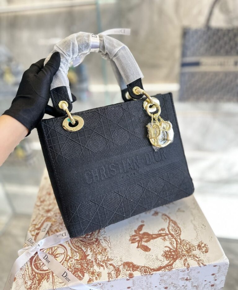 Dior Lady D Lite Bag Black Cannage Embroidery 24Cm - Image 2