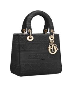 Dior Lady D Lite Bag Black Cannage Embroidery 24Cm