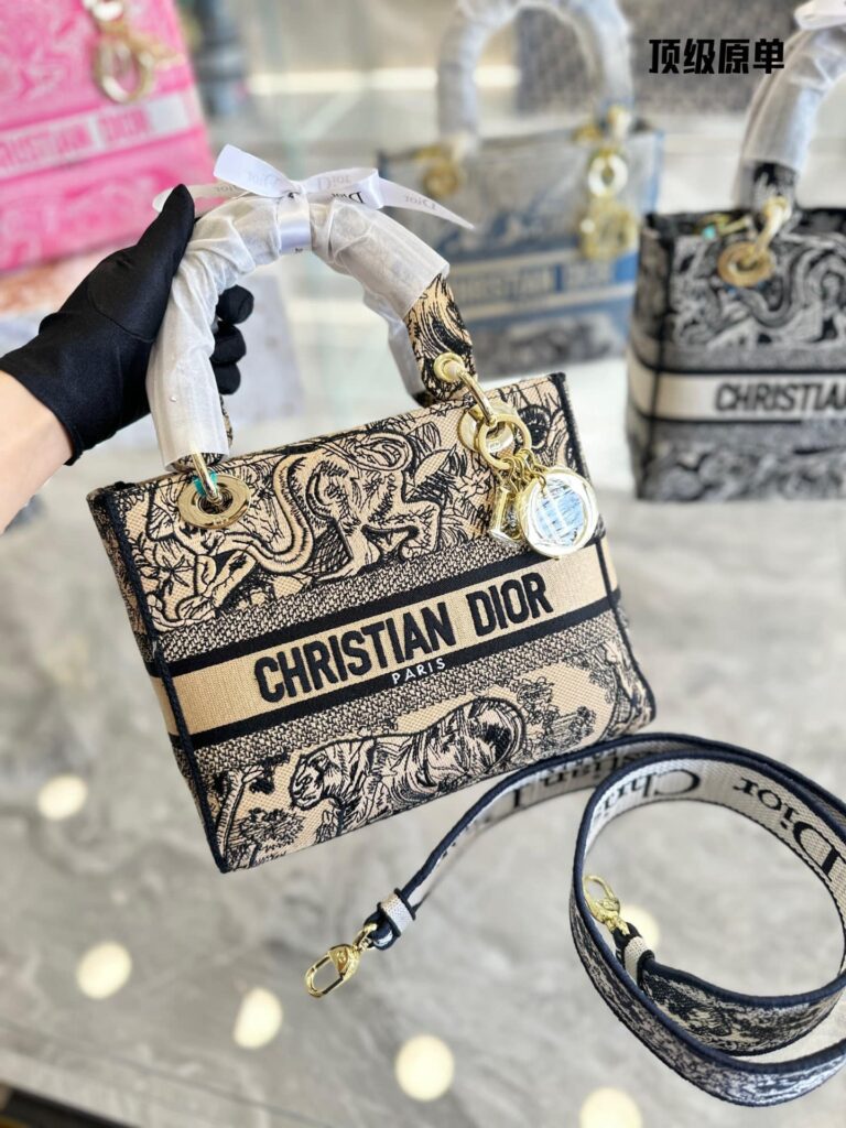 Dior Lady D Lite Bag Brown Toile De Jouy Embroidery 24Cm - Image 2