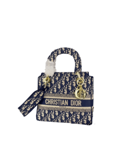 Dior Medium Lady D-Lite Bag Canvas Blue Navy  24Cm