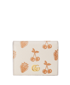 Gucci Gg Marmont Print Strawberry And Cherry Card Case Beige Wallet 11Cm 456126 1T5Zg 9888