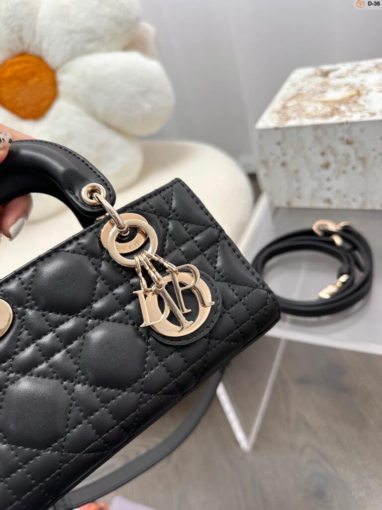 Dior Micro Lady D-Joy Bag Black Cannage Lambskin 17Cm S0910Onge M900 - Image 4