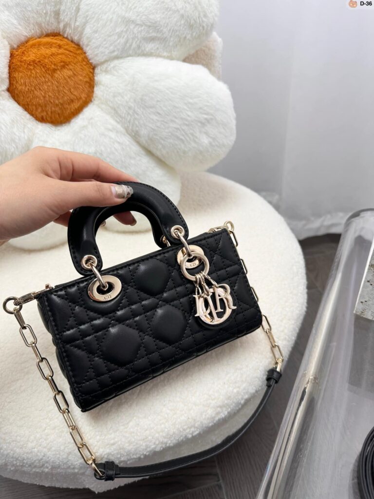 Dior Micro Lady D-Joy Bag Black Cannage Lambskin 17Cm S0910Onge M900 - Image 6