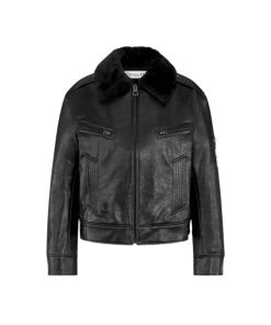 Dior Jacket  With White Miss Dior Graffiti Signature Taurillon Leather Black