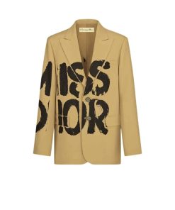 Dior Blazer With Black Miss Dior Graffiti Motif Beige