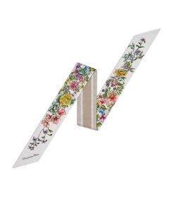 Dior D Floral Mitzah Scarf White Silk Multicolor 105Cm