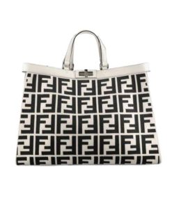 Fendi Peekaboo Ff Logo Xtote Black And White 40Cm