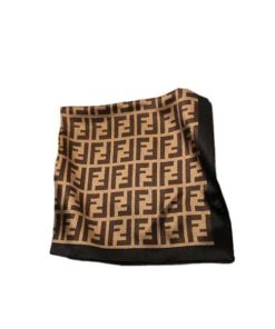 Fendi Ff Motif Silk Square Scarf Brown Black
