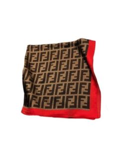 Fendi Ff Motif Silk Square Scarf Brown Red