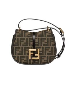 Fendi C'Mon Small Brown Ff Jacquard Fabric Bag 20Cm 8Bs082Aq08F1Mje