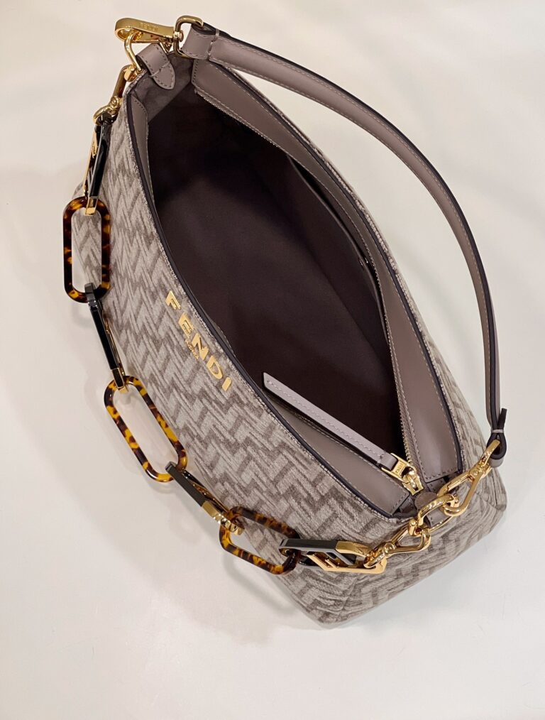 Fendi Olock Zip Dove Grey Tapestry Fabric Bag 8Br805Alfvf1Iqu - Image 5