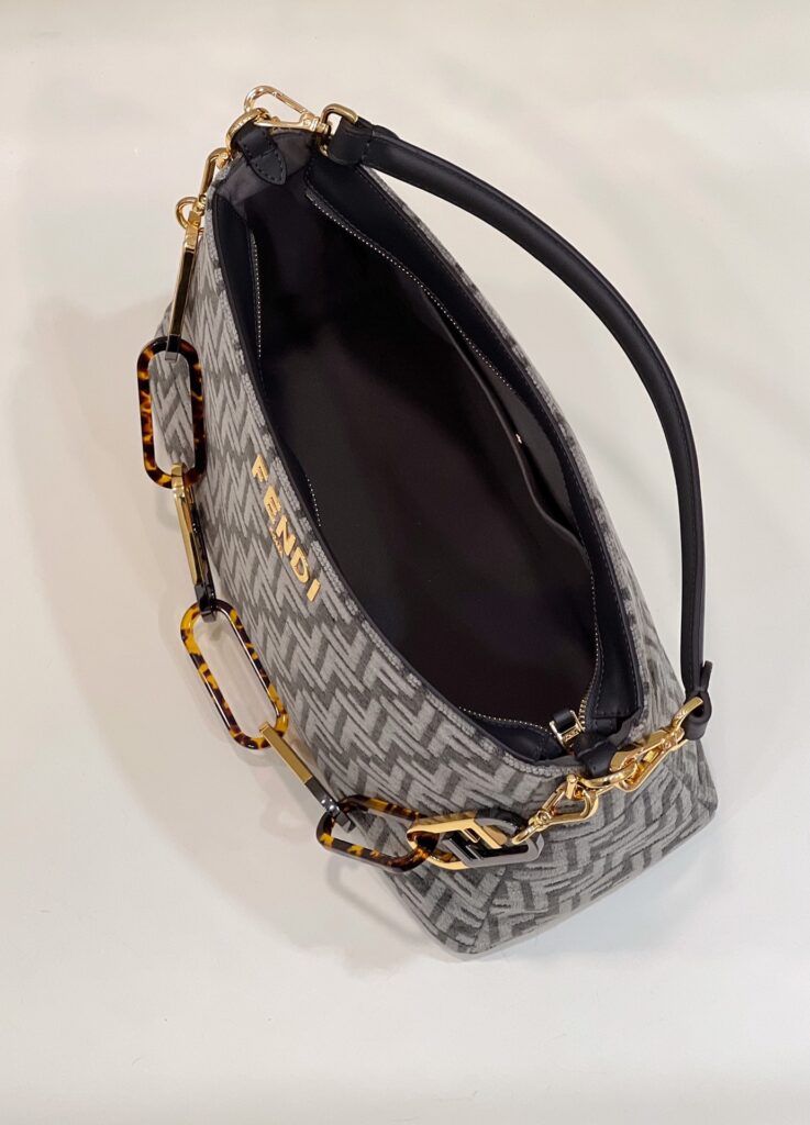 Fendi Olock Zip Dove Grey Tapestry Fabric Bag 8Br805Alfvf1Iqu - Image 3