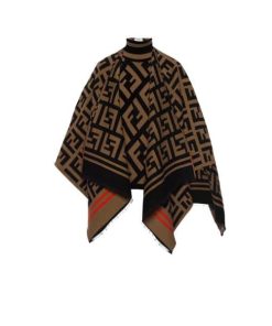 Fendi Ponchos And Capes Monogram Scarf Brown And Black Fxx636 A3Q1 F0Qb8