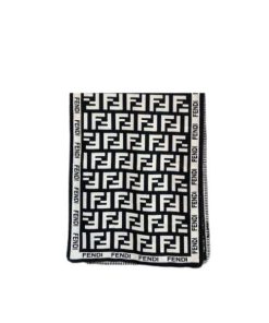 Fendi Ff Cashmere Scarf Black And White