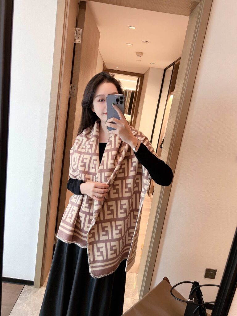 Fendi Ff Monogram Scarf Beige - Image 2