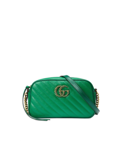 Gucci Gg Marmont Small Shoulder Bag Green And Emerald Leather 24Cm