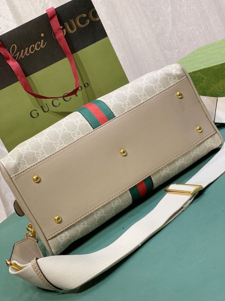 Gucci Women'S Metallic Ophidia Gg Top Handle Bag Beige And White 32Cm 724606 Fabex 9642 - Image 5