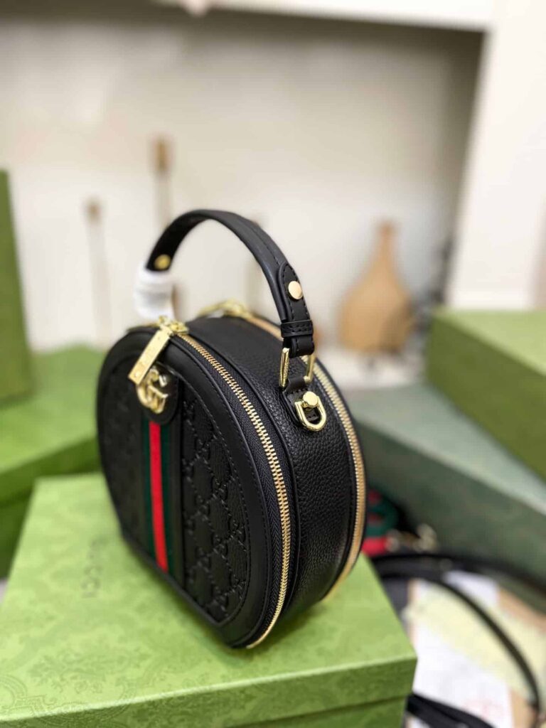 Gucci Ophidian Round Bag Black 20Cm - Image 6