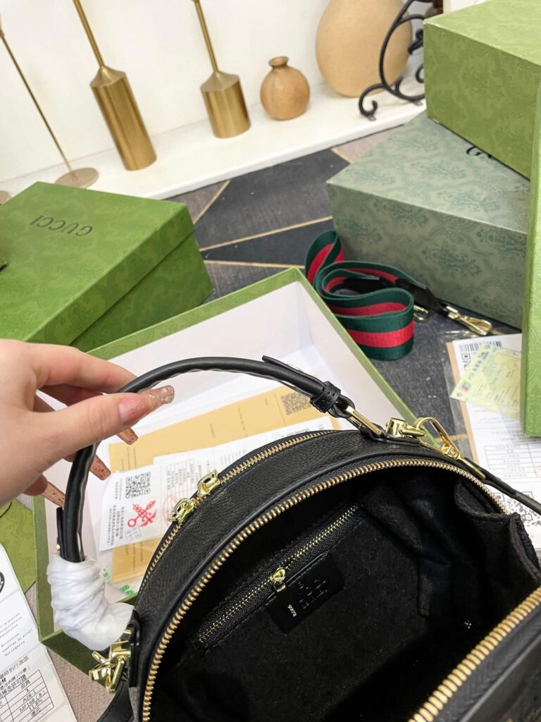 Gucci Ophidian Round Bag Black 20Cm - Image 9