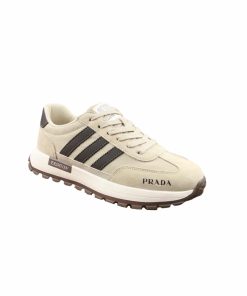 Prada Men?S Sneakers Suede With Stripe Beige