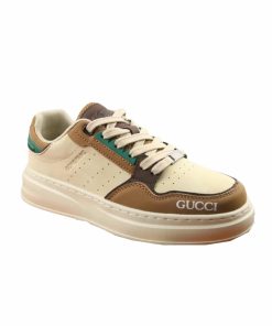 Gucci Gg Sneaker Leather In Beige And Green