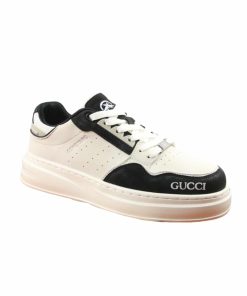 Gucci Gg Sneaker Leather In White And Black