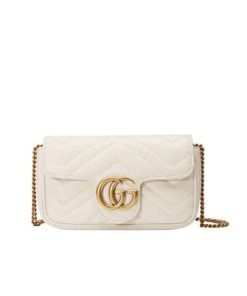 Gucci Gg Marmont Leather Super Mini Bag White 17Cm ?476433 Dtdct 9022