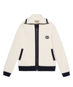 Gucci Interlocking G Cotton And Wool Cardigan White