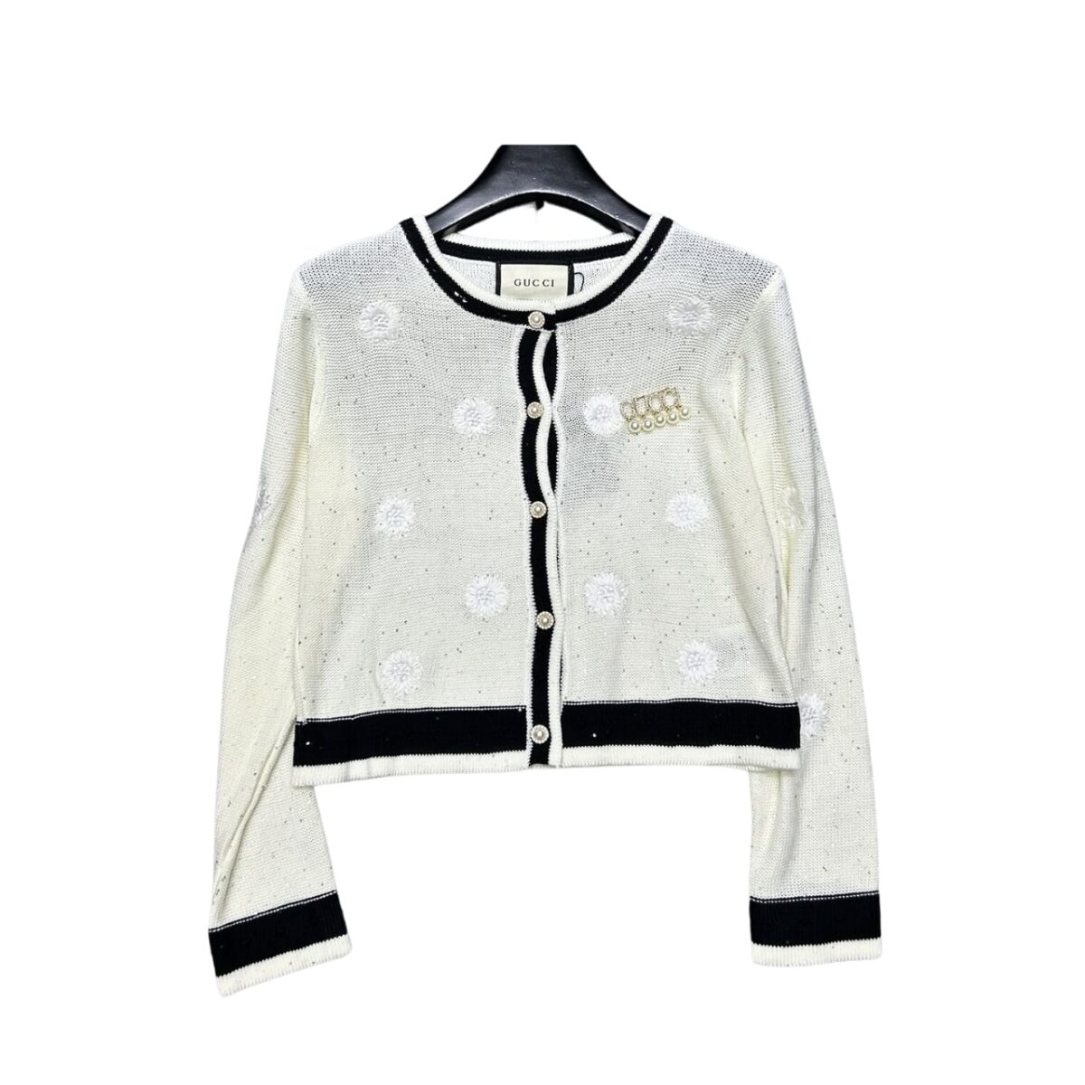 Gucci Knit Wool Cardigan With Flowers Embroidery White - Image 1