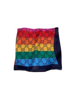 Gucci Gg Jacquard Scarf  70Cm Rainbow