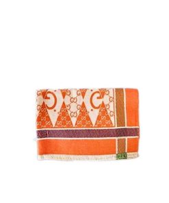 Gucci Gg Patchwork Backgammon Print Scarf Orange