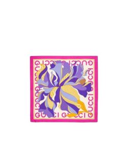 Gucci Maxi Flower Print Silk Scarf Pink