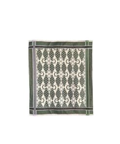 Gucci Gg Patchwork Backgammon Print Scarf Green