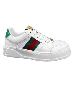 Gucci Screener Sneaker With Web White